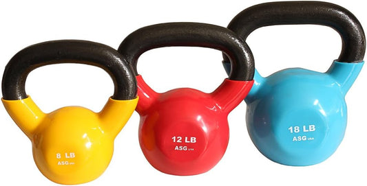 8, 12, 18lb Vinyl Kettlebell Set