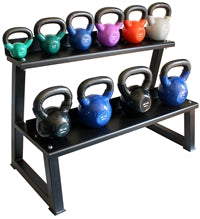 Vinyl Kettlebell Set w/ Rack, Mat & DVD (5lb-50lb)