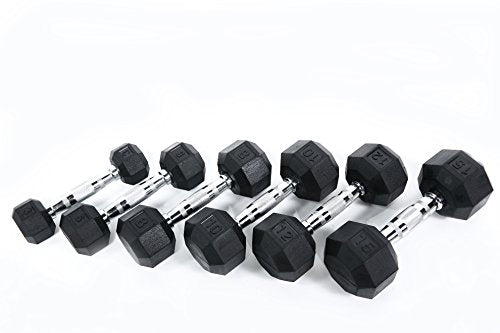 Black Octagon Rubber Dumbbells 10 Pairs ready for you to the next level