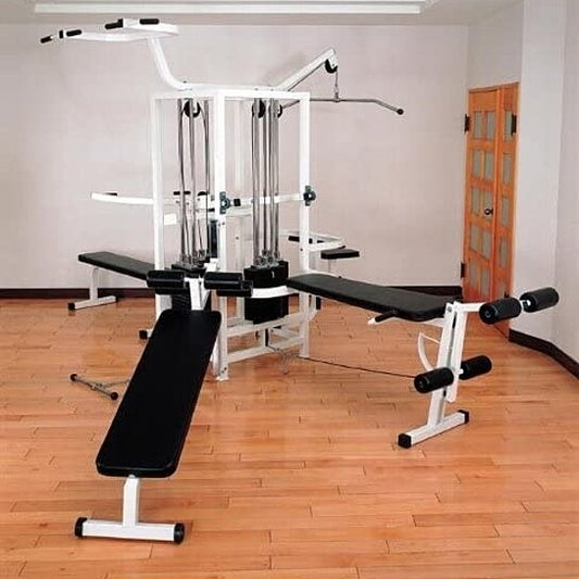 Multifunction Home Gym Station w/Pull-up Stand, Dip Station, Weight Stack Machine for Full Body Workout