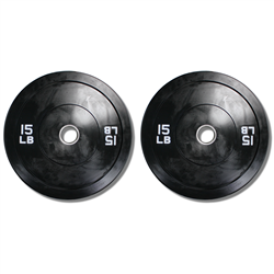 Pair of 15lb Solid Rubber Bumper Plates- White Letters