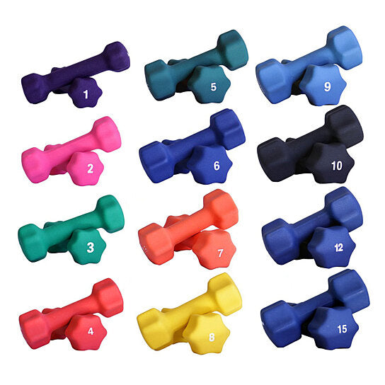 Ader Sporting Goods Neoprene Dumbbell Set (Neoprene DBS w/ 12 Pair Rack (1-15 LBS))